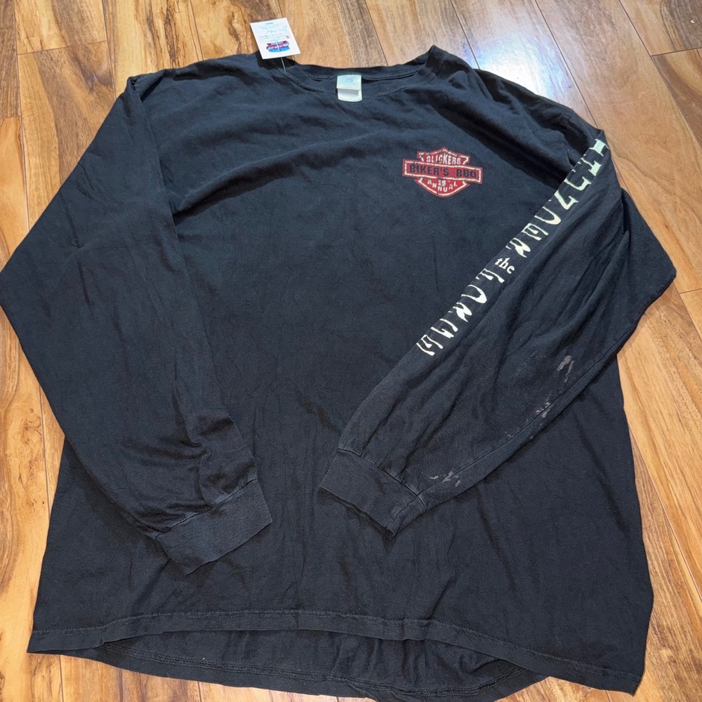 Unbranded Long Sleeve T-Shirt Mens XL Black Good Thunder in the Forge Biker BBQ